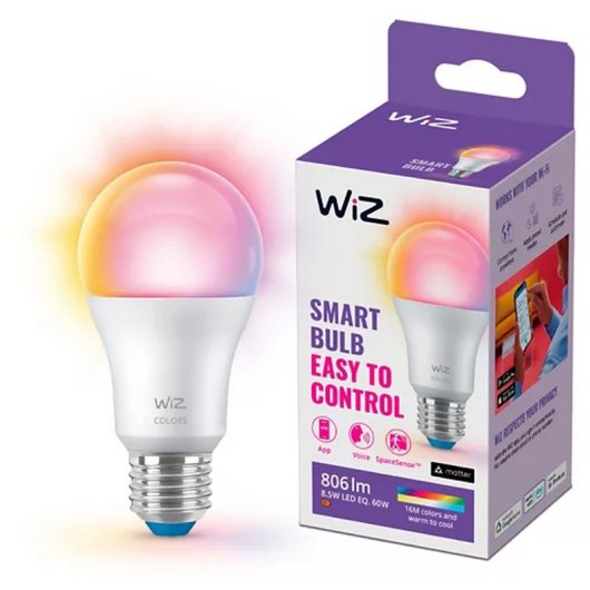 WIZ Bombilla Inteligente LED WiFi 8.5W E27 A60 RGB