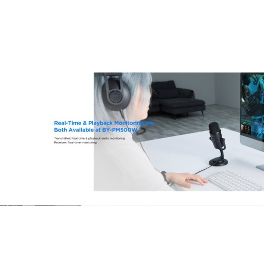 Boya BY-PM500W Micrófono de Mesa Dual Inalámbrico Cardioide/Omnidireccional USB/Aux 3,5mm Negro
