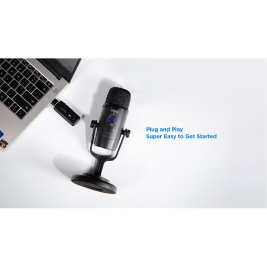 Boya BY-PM500W Micrófono de Mesa Dual Inalámbrico Cardioide/Omnidireccional USB/Aux 3,5mm Negro