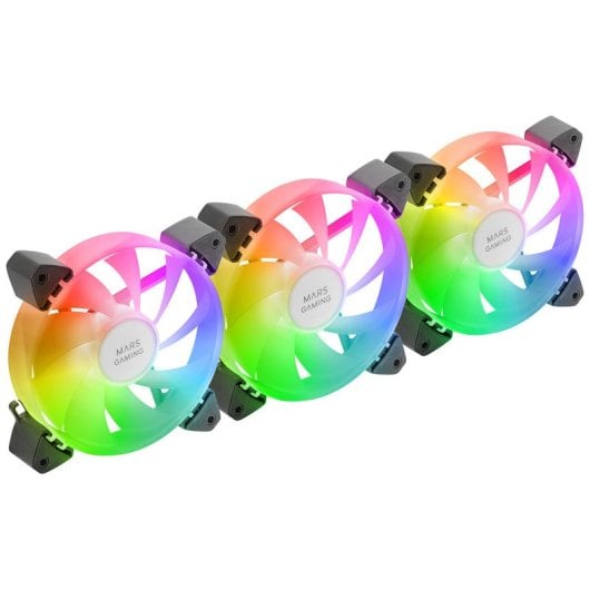 Mars Gaming MF-3A Kit 3x Ventilateurs FDB 120mm ARGB Rainbow 360º sans Cadre Double Connecteur Noir