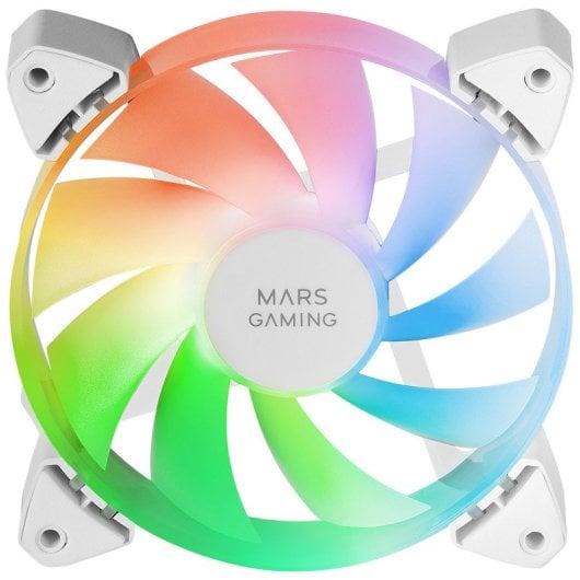 Mars Gaming MF-3A Kit 3x Ventiladores FDB 120mm ARGB Rainbow 360º sin Marco Doble Conector Blanco