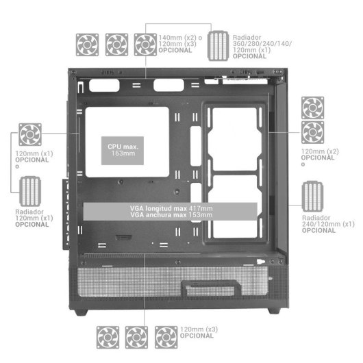 Mars Gaming MC-SET Mid-Tower ATX in vetro temperato USB 3.0 Nero
