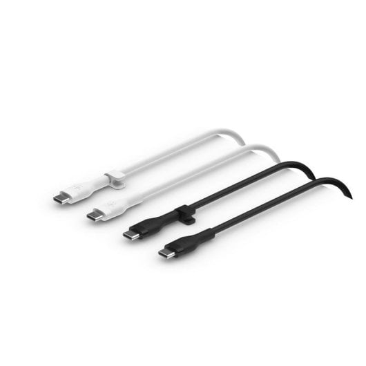 Cable USB-C Belkin CAB009BT1MBW2PK 1 m Pack 2 Unidades Silicona Negro/Blanco