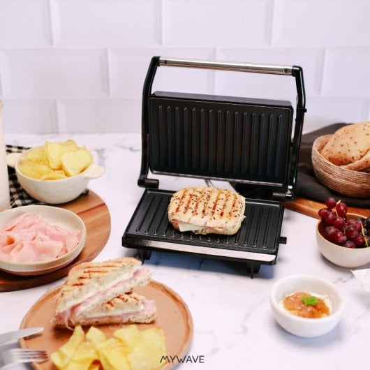 MyWave MWGRI-90N Contact Grill Placas Anti Adherentes Apertura 90º Potencia 800W