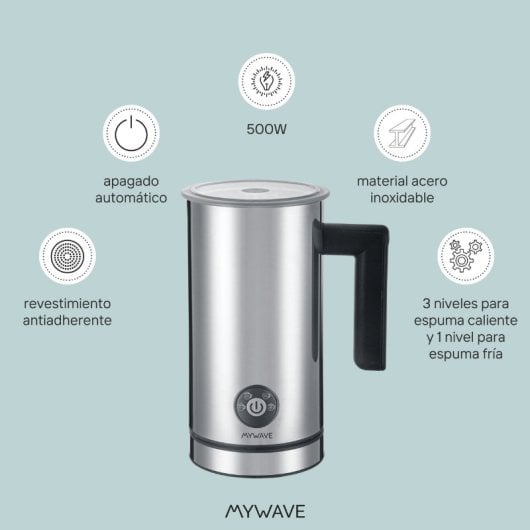MyWave ESP-500 Espumador de Leche 500W con Revestimiento Antiadherente Y Apagado Automático