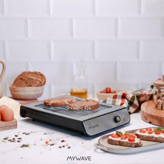 MyWave MWTOS-PLA Tostador Plano con 6 Niveles de Potencia 600W Acero Inoxidable