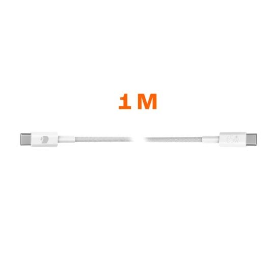 PcCom Essential Cable USB-C a USB-C 65W Carga Rápida Nylon Trenzado Blanco