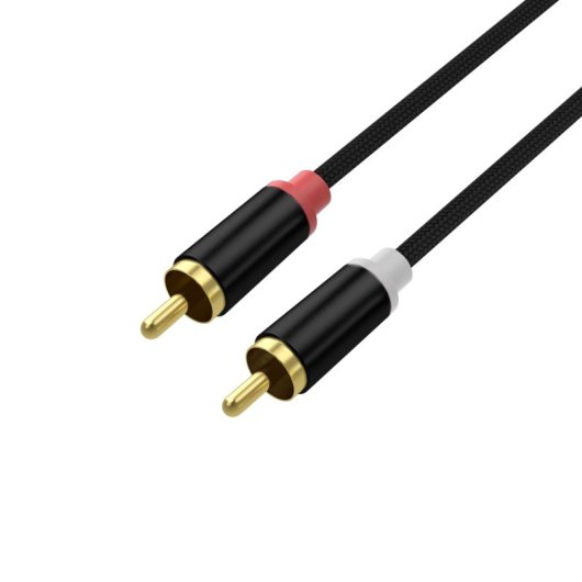 PcCom Essential Cable Adaptador 3.5mm Auxiliar a 2 Machos RCA 2.5m Negro