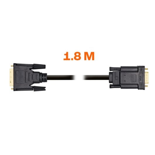 PcCom Essential Cable DVI-D 24+1 a VGA Macho a Macho 1.8m Negro