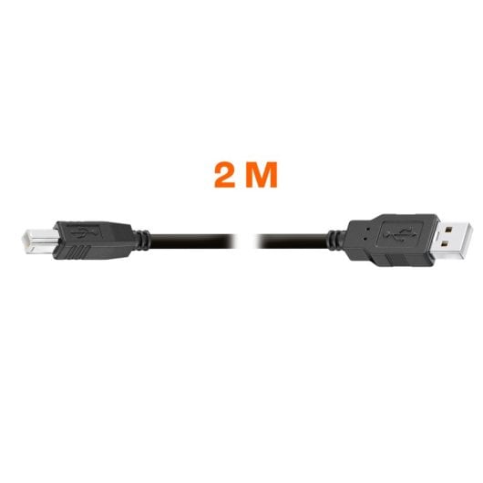 PcCom Essential Cable Impresora USB 2.0 A/B Macho/Macho 2m Negro
