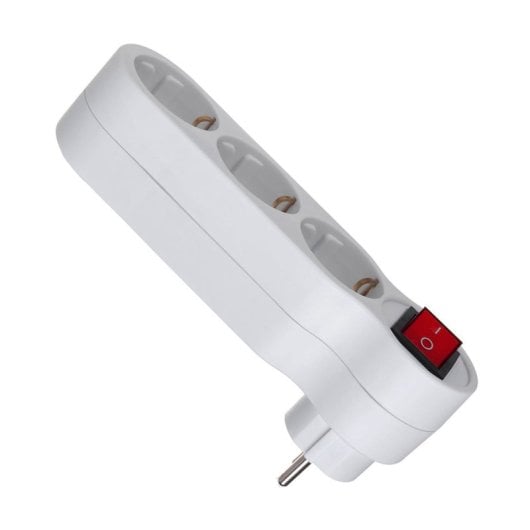 Klack Regleta de 3 Enchufes con Interruptor y Toma de Tierra 16A Máx. 3680W Blanca
