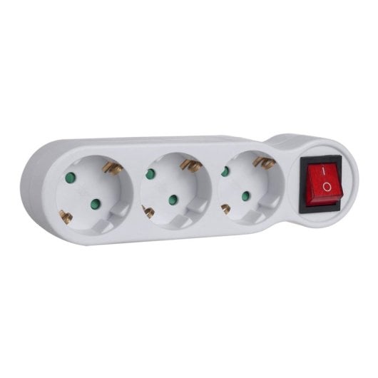 Klack Regleta de 3 Enchufes con Interruptor y Toma de Tierra 16A Máx. 3680W Blanca