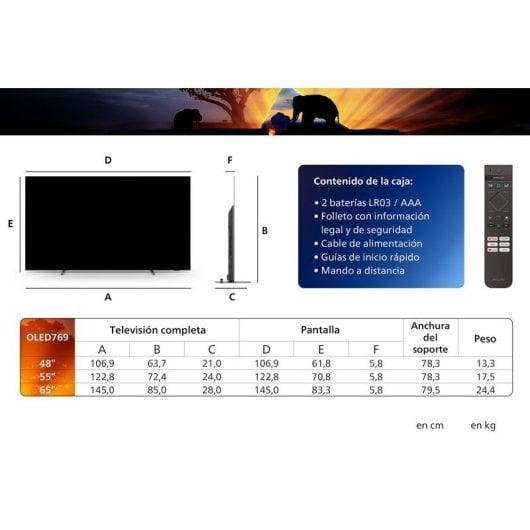 Philips Ambilight TV 55OLED769 55" 139cm 4K UHD Dolby Vision y Dolby Atmos Titan OS
