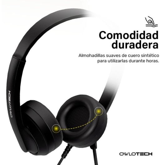 Owlotech DeskBuds Cuffie Fascia con Microfono Nero