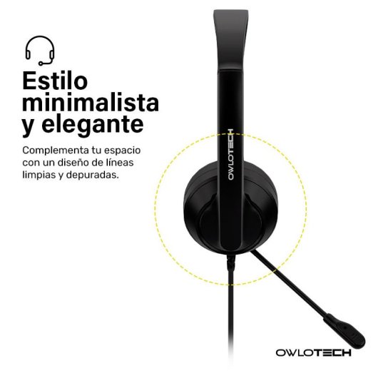 Owlotech DeskBuds Cuffie Fascia con Microfono Nero