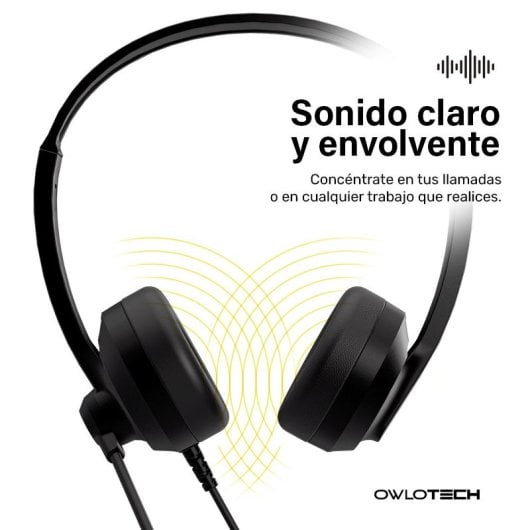 Owlotech DeskBuds Cuffie Fascia con Microfono Nero