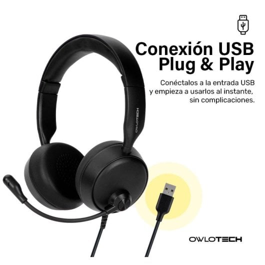 Casque Owlotech DeskBuds Max avec micro, noir