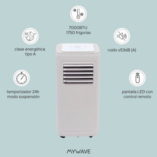 MyWave MWAC-7K Aire Acondicionado Portátil 7K 1750 frigorías Blanco