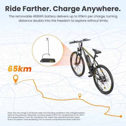 Touroll U1 26 Bicicleta Eléctrica 250W 45Nm Batería 468Wh 65 km 21 Velocidades Shimano