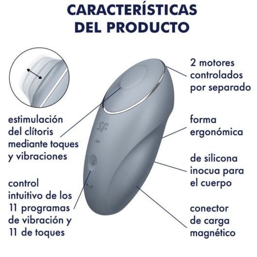 Satisfyer Tap & Climax 1 vibratore da appoggio grigio
