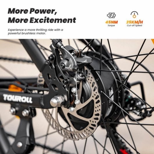 Touroll U1 29 Bicicleta Elétrica MTB 250W 13Ah 29"x2.25" Preta