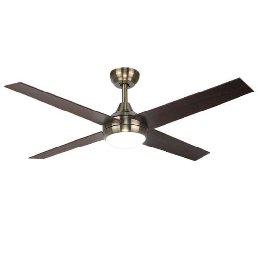 Iluminashop Ventilador de Techo con Luz LED y Mando 18W Cuero/Nogal