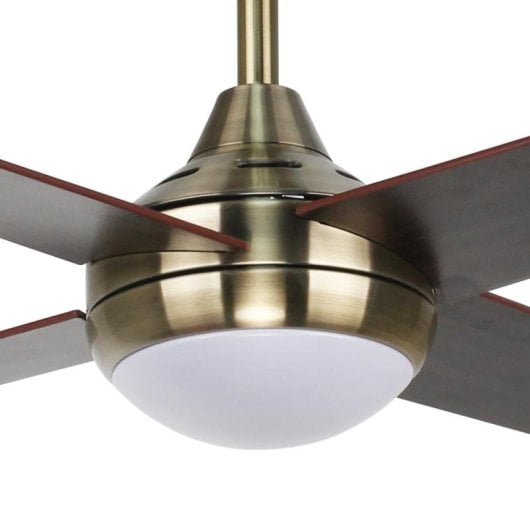 Iluminashop Ventilador de Techo con Luz LED y Mando 18W Cuero/Nogal