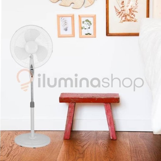 Ventoinha de Pé IluminaShop 45W 3 Velocidades Comando Temporizador Oscilante