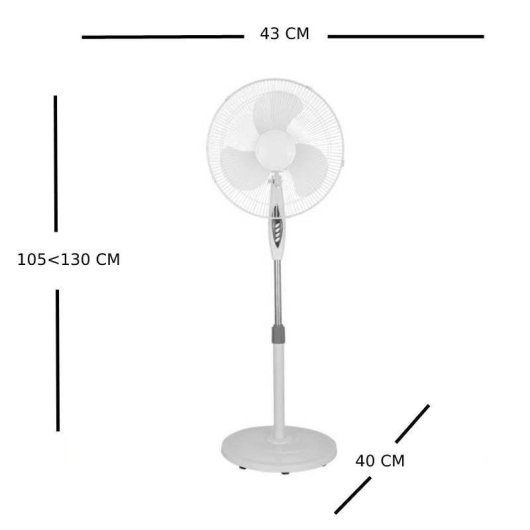 Ventoinha de Pé IluminaShop 45W 3 Velocidades Comando Temporizador Oscilante