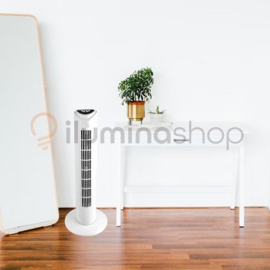 Ventilateur Colonne IluminaShop 50W 3 Vitesses Télécommande Minuterie Blanc