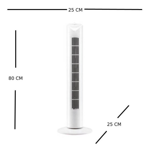 Ventilateur Colonne IluminaShop 50W 3 Vitesses 80cm Blanc Modes Naturel/Nuit
