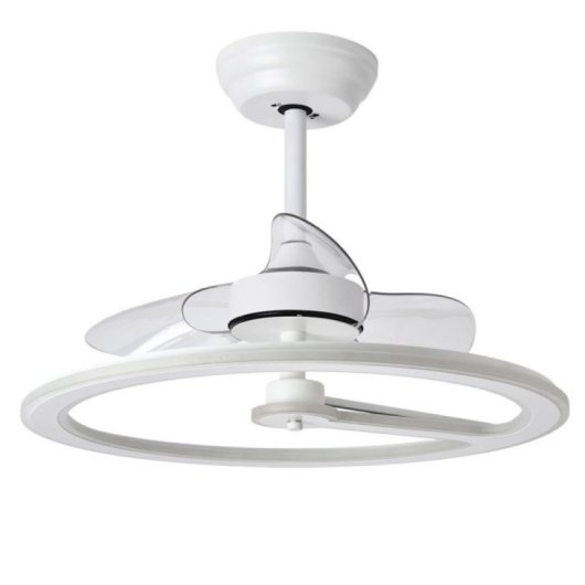 Iluminashop Ventilador de Techo con Luz LED y Mando 110W Blanco/Madera Oscura Motor DC