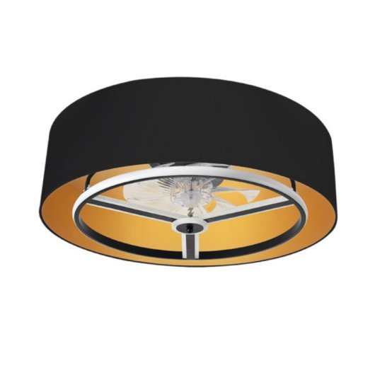 Iluminashop Ventilador de Techo con Luz LED y Mando 60W Negro/Oro Motor DC