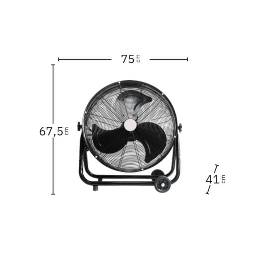 Iluminashop Ventilador Industrial con Ruedas 180W Negro