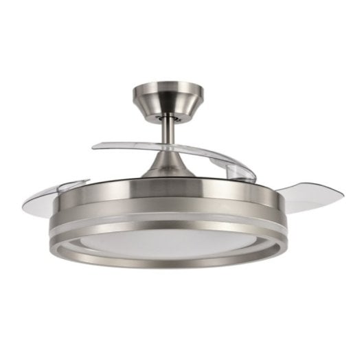 Iluminashop Ventilador de Techo con Luz LED y Mando 72W Níquel Motor DC