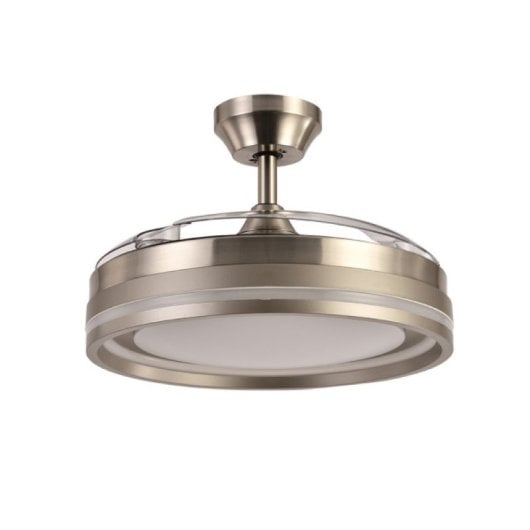 Iluminashop Ventilador de Techo con Luz LED y Mando 72W Níquel Motor DC