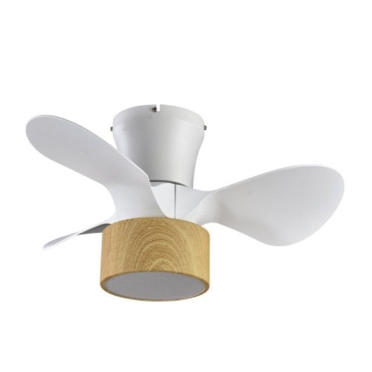 Iluminashop Ventilador de Techo con Luz LED y Mando 24W Canizo/Blanco Haya Motor DC