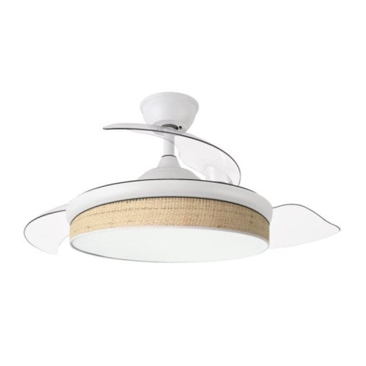 Iluminashop Ventilador de Techo con Luz LED y Mando 72W Blanco/Canizo Claro