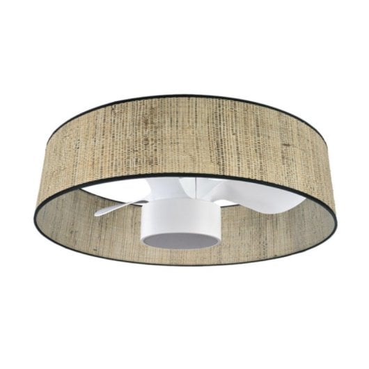 Iluminashop Ventilador de Techo con Luz LED y Mando 42W  Canizo/Blanco 24W Motor DC