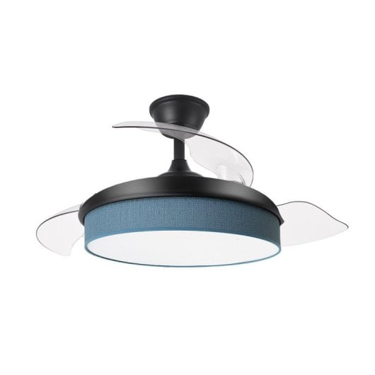 Iluminashop Ventilador de Techo con Luz LED y Mando 72W Negro/Azul Motor DC
