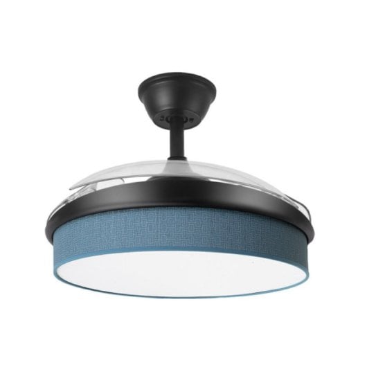 Iluminashop Ventilador de Techo con Luz LED y Mando 72W Negro/Azul Motor DC