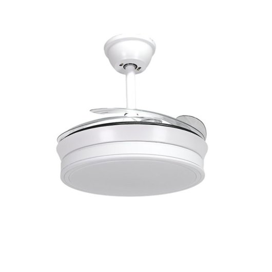 Ventilatore da soffitto Iluminashop con luce LED e controllo 48W Bianco 4 pale retrattili