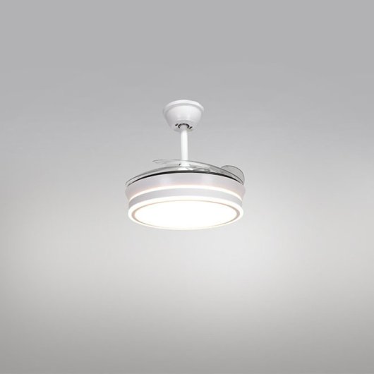 Ventilatore da soffitto Iluminashop con luce LED e controllo 48W Bianco 4 pale retrattili