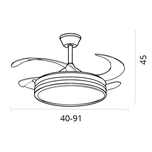 Ventilatore da soffitto Iluminashop con luce LED e controllo 48W Bianco 4 pale retrattili