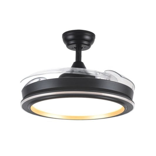 Iluminashop Ventilador de Techo con Luz LED y Mando 72W Negro/Oro Motor DC