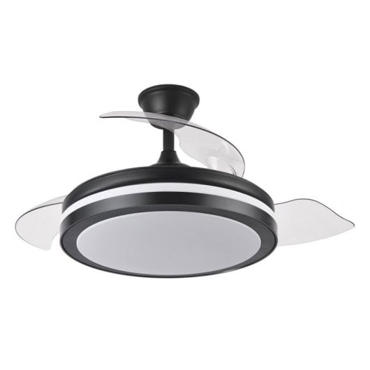 Iluminashop Ventilador de Techo con Luz LED y Mando 72W 107cm Negro Motor DC