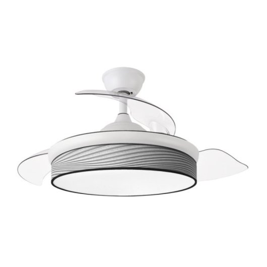 Iluminashop Ventilador de Techo con Luz LED y Mando 72W Blanco/Gris Motor DC Aspas Rectráctiles