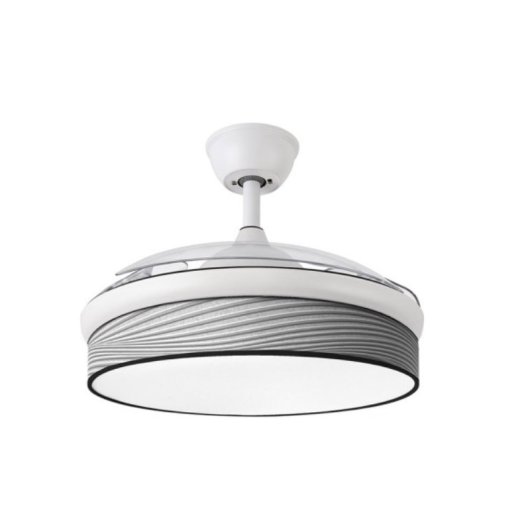 Iluminashop Ventilador de Techo con Luz LED y Mando 72W Blanco/Gris Motor DC Aspas Rectráctiles