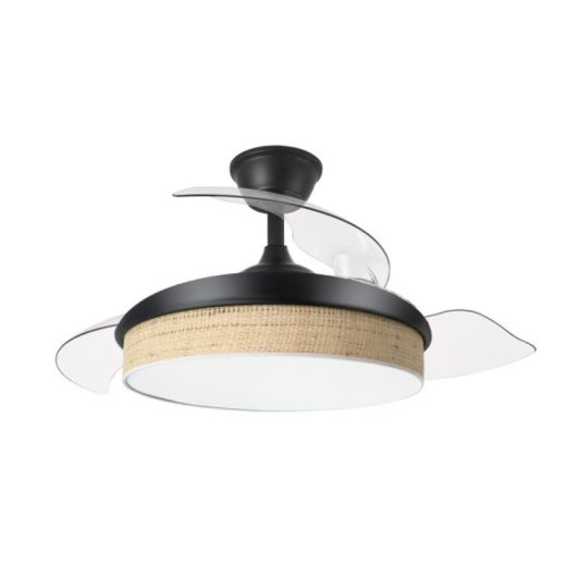 Iluminashop Ventilador de Techo con Luz LED  y Mando 72W Negro/Canizo Claro Motor DC