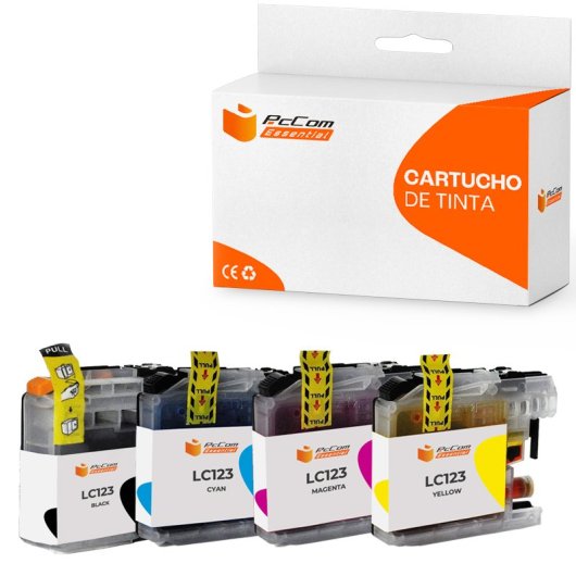 Pccom Essential Brother Lc123/lc121 Cartucho Tinta Compatible Negro/cian/magenta/amarillo Pack 4